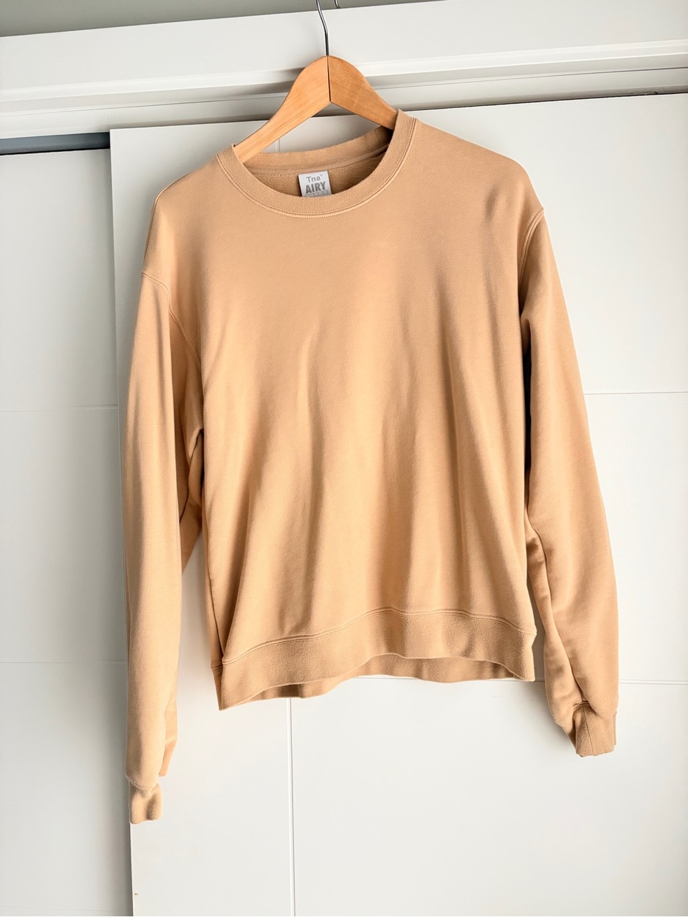 TNA Airy Fleece Crewneck Sweatshirt in Light Tan